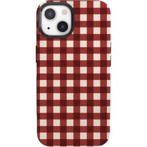 Casely iPhone 13 Mini Case | Checked Twice | Red Plaid | Bold Protective Design | MagSafe Compatible Design