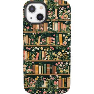 Casely iPhone 13 Mini Case | Pura Vida | Oasis | Bold Protective Design | Compatible with MagSafe(Book Nook | Floral Library)