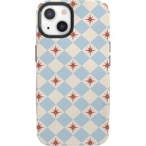 Casely iPhone 13 Mini Case | Pura Vida | Oasis | Bold Protective Design | Compatible with MagSafe(Chelsea Checker | Starlight Tiles)