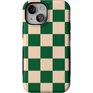 Casely iPhone 13 Mini Case | Pura Vida | Oasis | Bold Protective Design | Compatible with MagSafe(Fit Check | Green Checkerboard)