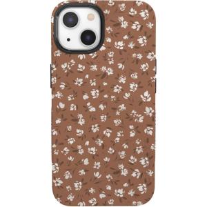 Casely iPhone 13 Mini Case | Pura Vida | Oasis | Bold Protective Design | Compatible with MagSafe(Mocha Meadow | Tiny Flowers)