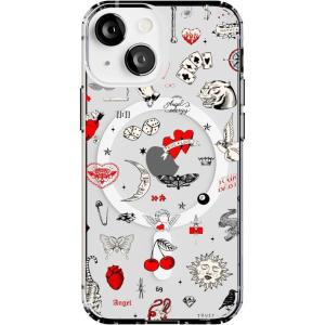 Casely iPhone 13 Mini Case | Pura Vida | Oasis | Bold Protective Design | Compatible with MagSafe(Not a Phase | Clear Flash Tattoo)