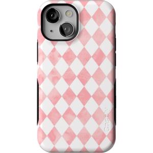 Casely iPhone 13 Mini Case | Pura Vida | Oasis | Bold Protective Design | Compatible with MagSafe(Queen of Diamonds | Pink Watercolor)