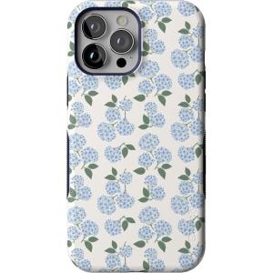 Casely iPhone 13 Pro Max Case | Falling for You | Plum Floral | Bold Protective Design | Compatible with MagSafe(Nantucket Cottage | Blue Hydrangea)