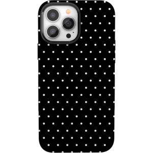 Casely iPhone 13 Pro Max Case | Falling for You | Plum Floral | Bold Protective Design | Compatible with MagSafe(On the Dot | Black Polka Dot)