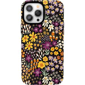 Casely iPhone 13 Pro Max Case | Poppy Meadows | Pastel Floral | Bold Protective Design | Compatible with MagSafe(Falling for You | Plum Floral)