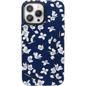 Casely iPhone 13 Pro Max Case | Poppy Meadows | Pastel Floral | Bold Protective Design | Compatible with MagSafe(Floral Forest | Navy Cherry Blossom Floral)