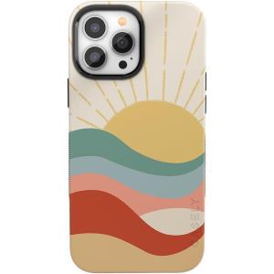 Casely iPhone 13 Pro Max Case | Poppy Meadows | Pastel Floral | Bold Protective Design | Compatible with MagSafe(Here Comes the Sun | Colorblock Sunset)