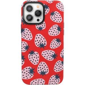 Casely iPhone 13 Pro Max Case | Poppy Meadows | Pastel Floral | Bold Protective Design | Compatible with MagSafe(I’d Pick You | Red Strawberry)