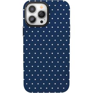 Casely iPhone 13 Pro Max Case | Poppy Meadows | Pastel Floral | Bold Protective Design | Compatible with MagSafe(On the Dot | Navy Polka Dot)