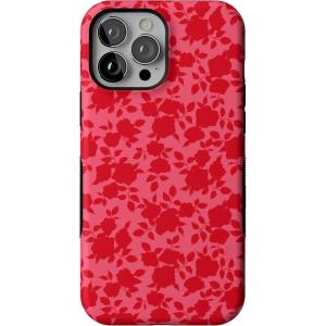 Casely iPhone 13 Pro Max Case | Poppy Meadows | Pastel Floral | Bold Protective Design | Compatible with MagSafe(Rose Garden | Red Aesthetic)