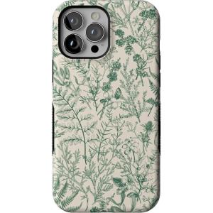 Casely iPhone 13 Pro Max Case | Poppy Meadows | Pastel Floral | Bold Protective Design | Compatible with MagSafe(Sage Garden | Green Floral)