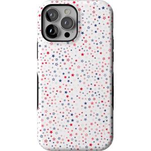 Casely iPhone 13 Pro Max Case | Poppy Meadows | Pastel Floral | Bold Protective Design | Compatible with MagSafe(Seeing Stars | Red  White & Blue)