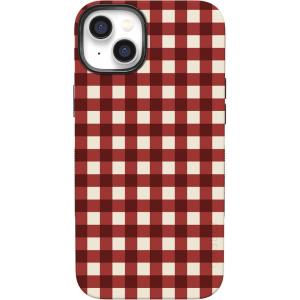 Casely iPhone 14 Plus Case | Checked Twice | Red Plaid | Bold Protective Design | MagSafe Compatible Design