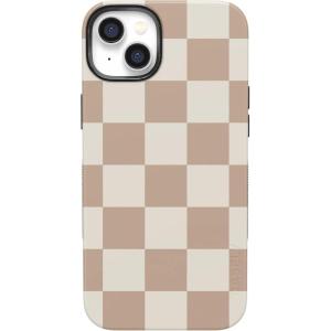Casely iPhone 14 Plus Case | Coquette Girlie | Pastel Bows | Bold Protective Design | Compatible with MagSafe(Fit Check | Neutral Checkerboard)