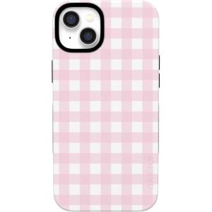 Casely iPhone 14 Plus Case | Coquette Girlie | Pastel Bows | Bold Protective Design | Compatible with MagSafe(Pink Plaid | Sunday Best)