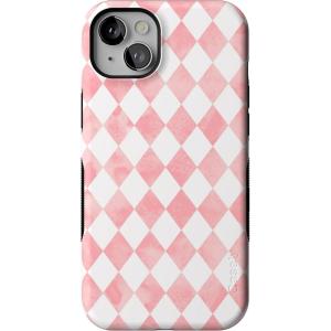 Casely iPhone 14 Plus Case | Coquette Girlie | Pastel Bows | Bold Protective Design | Compatible with MagSafe(Queen of Diamonds | Pink Watercolor)