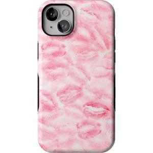 Casely iPhone 14 Plus Case | Coquette Girlie | Pastel Bows | Bold Protective Design | Compatible with MagSafe(Sealed with a Kiss | Pink Lipstick)