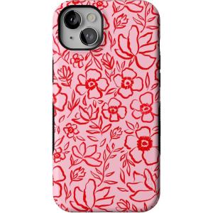 Casely iPhone 14 Plus Case | Opposites Attract | Day & Night Mountains | Bold Protective Design | Compatible with MagSafe(Blush Garden | Floral Doodle)