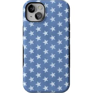 Casely iPhone 14 Plus Case | Opposites Attract | Day & Night Mountains | Bold Protective Design | Compatible with MagSafe(Coastal Blues | Denim Stars)