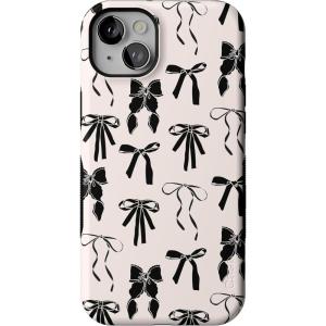 Casely iPhone 14 Plus Case | Opposites Attract | Day & Night Mountains | Bold Protective Design | Compatible with MagSafe(Goth Girlie | Black Bows)