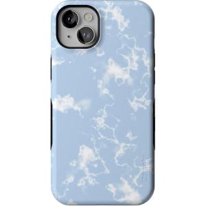 Casely iPhone 14 Plus Case | Opposites Attract | Day & Night Mountains | Bold Protective Design | Compatible with MagSafe(Light Blue Skies | Marble Clouds)