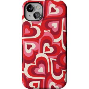 Casely iPhone 14 Plus Case | Opposites Attract | Day & Night Mountains | Bold Protective Design | Compatible with MagSafe(Love Song Remix | Ombre Hearts)