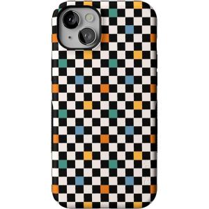 Casely iPhone 14 Plus Case | Opposites Attract | Day & Night Mountains | Bold Protective Design | Compatible with MagSafe(Old Skool | Retro Checkerboard)