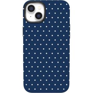 Casely iPhone 14 Plus Case | Opposites Attract | Day & Night Mountains | Bold Protective Design | Compatible with MagSafe(On the Dot | Navy Polka Dot)