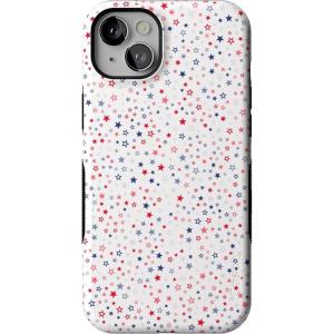 Casely iPhone 14 Plus Case | Opposites Attract | Day & Night Mountains | Bold Protective Design | Compatible with MagSafe(Seeing Stars | Red  White & Blue)