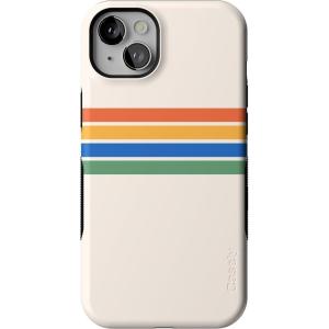 Casely iPhone 14 Plus Case | Opposites Attract | Day & Night Mountains | Bold Protective Design | Compatible with MagSafe(Totally Groovy | Rainbow Stripes Color Block)