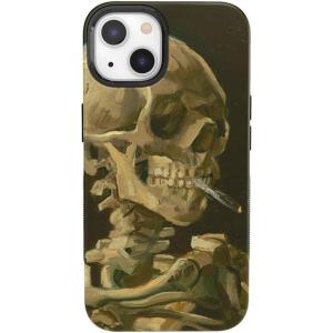 Casely iPhone 14 Plus Case | Opposites Attract | Day & Night Mountains | Bold Protective Design | Compatible with MagSafe(Van Gogh | Skull of a Skeleton with Burning Cig)