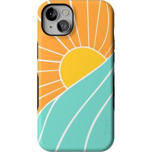 Casely iPhone 14 Plus Case | Opposites Attract | Day & Night Mountains | Bold Protective Design | Compatible with MagSafe(Waves & Rays | Sunshine)