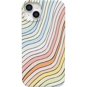 Casely iPhone 14 Plus Case | Van Gogh | Sunflowers Floral | Compatible with MagSafe | Classic Ultra Thin Design(Ride The Wave | Pastel Rainbow Lined)