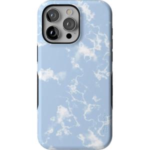 Casely iPhone 15 Pro Max Case | All The Fun Things | Fun on Weekdays | Bold Protective Design | Compatible with MagSafe(Light Blue Skies | Marble Clouds)