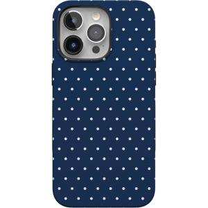 Casely iPhone 15 Pro Max Case | All The Fun Things | Fun on Weekdays | Bold Protective Design | Compatible with MagSafe(On the Dot | Navy Polka Dot)