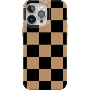 Casely iPhone 15 Pro Max Case | Butter Yellow Stripes | Sunday Best | Compatible with MagSafe | Classic Ultra Thin Design(Fit Check | Black & Brown Checkerboard)