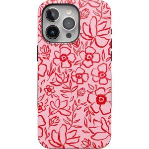 Casely iPhone 15 Pro Max Case | Heart Throb | Endless Hearts | Bold Protective Design | Compatible with MagSafe(Blush Garden | Floral Doodle)