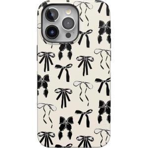 Casely iPhone 15 Pro Max Case | Heart Throb | Endless Hearts | Bold Protective Design | Compatible with MagSafe(Goth Girlie | Black Bows)