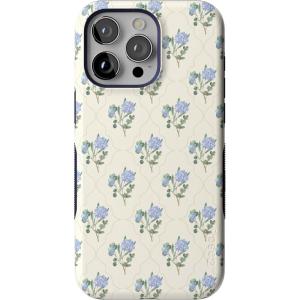 Casely iPhone 15 Pro Max Case | Heart Throb | Endless Hearts | Bold Protective Design | Compatible with MagSafe(Vintage Garden | Blue Hydrangea)
