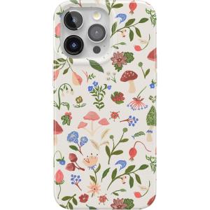 Casely iPhone 15 Pro Max Case | Moody Monochrome | Bordeaux Rose | Compatible with MagSafe | Classic Ultra Thin Design(Garden Party | Mushroom Floral)