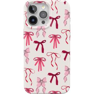 Casely iPhone 15 Pro Max Case | Moody Monochrome | Bordeaux Rose | Compatible with MagSafe | Classic Ultra Thin Design(Lover Girlie | Pink Bows)