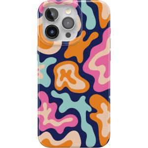 Casely iPhone 15 Pro Max Case | Moody Monochrome | Bordeaux Rose | Compatible with MagSafe | Classic Ultra Thin Design(Midnight Color Splash | Abstract Retro)