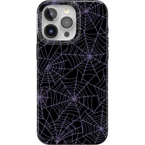 Casely iPhone 15 Pro Max Case | Moody Monochrome | Bordeaux Rose | Compatible with MagSafe | Classic Ultra Thin Design(Midnight Web | Spider Web)