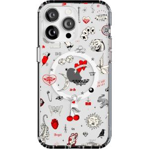 Casely iPhone 15 Pro Max Case | Moody Monochrome | Bordeaux Rose | Compatible with MagSafe | Classic Ultra Thin Design(Not a Phase | Clear Flash Tattoo)