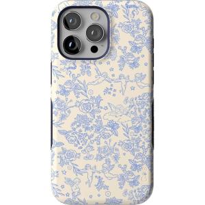 Casely iPhone 15 Pro Max Case | Twilight Flora | Moody Monochrome | Bold Protective Design | Compatible with MagSafe(Cupid’s Canvas | Periwinkle Floral)