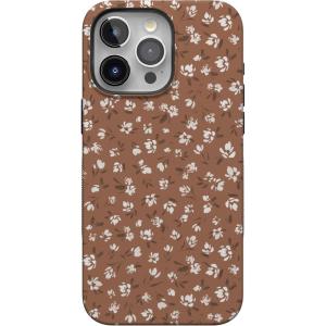 Casely iPhone 15 Pro Max Case | Twilight Flora | Moody Monochrome | Bold Protective Design | Compatible with MagSafe(Mocha Meadow | Tiny Flowers)