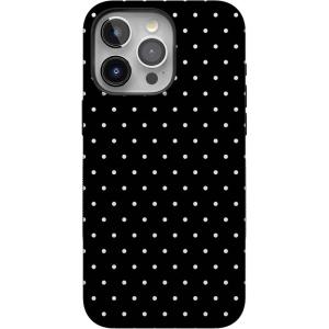 Casely iPhone 15 Pro Max Case | Twilight Flora | Moody Monochrome | Bold Protective Design | Compatible with MagSafe(On the Dot | Black Polka Dot)