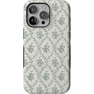 Casely iPhone 15 Pro Max Case | Twilight Flora | Moody Monochrome | Bold Protective Design | Compatible with MagSafe(Sage Tapestry | Floral Vines)