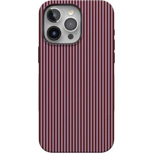 Casely iPhone 15 Pro Max Case | Twilight Flora | Moody Monochrome | Bold Protective Design | Compatible with MagSafe(Stripes and the City | Tiny Pinstripe)